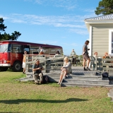 Enjoying refreshments at the lighthouse compound